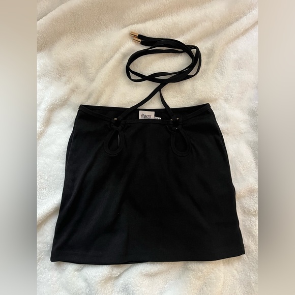 Princess Polly Black Mini Skirt with String Detail - Picture 2 of 3